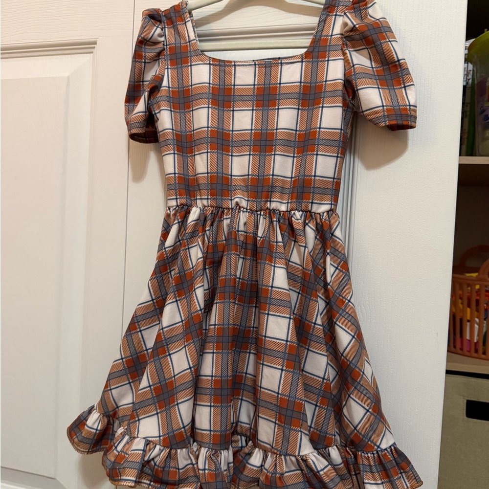 Plaid Mod Puff Sleeve Twirl Dress